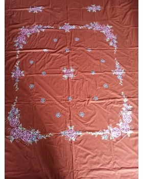 Handpainted cotton bedsheet with floral design on the corners